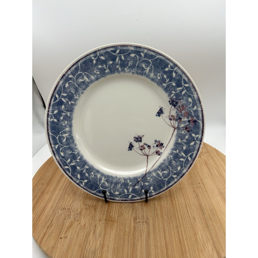 2 Pier 1 Blueberry Spray Dinner Plates Ceramic England Dishwasher Microwave Safe